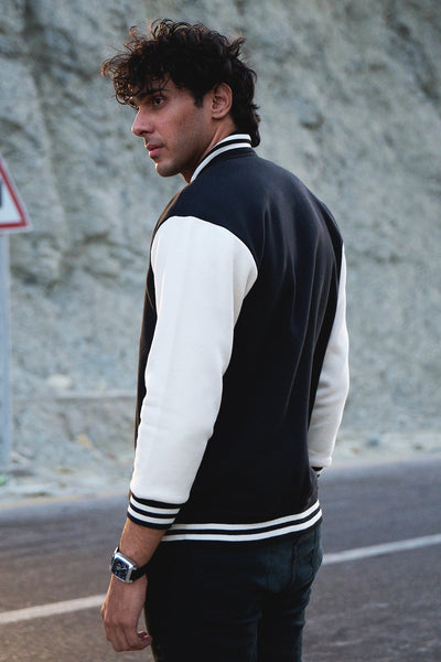 UNISEX VARSITY JACKET CREAM/BLACK