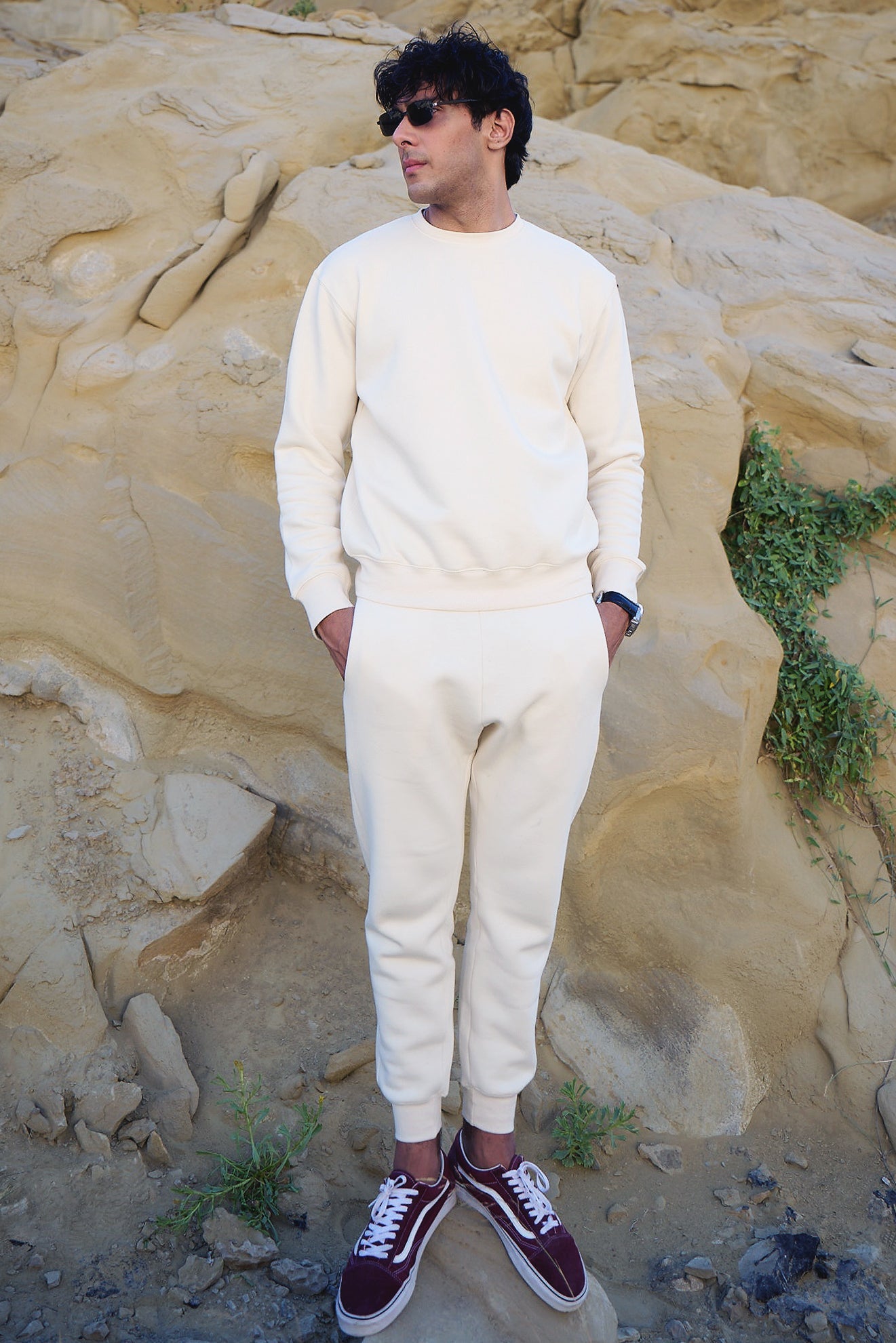 UNISEX CREAM  SWEAT SHIRT ( SUIT )