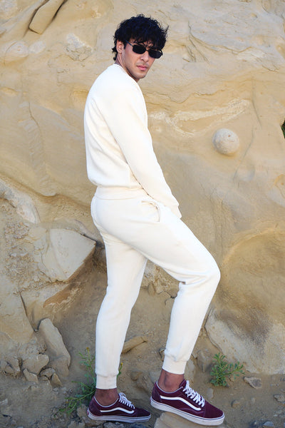 UNISEX CREAM  SWEAT SHIRT ( SUIT )