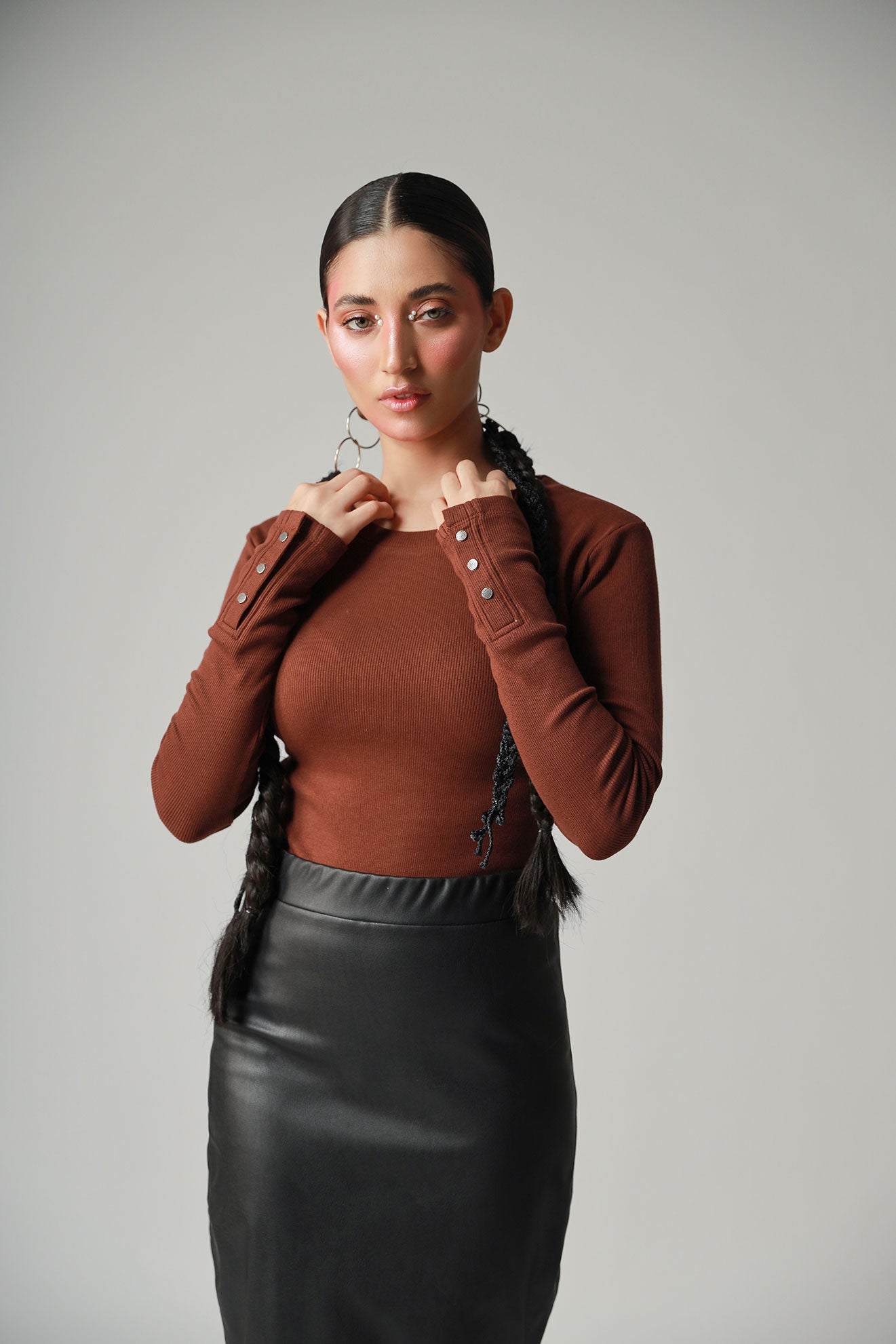 Brown Crewneck Bodysuit