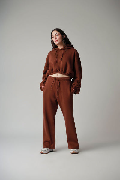 Brown Cropped oversized hoodie