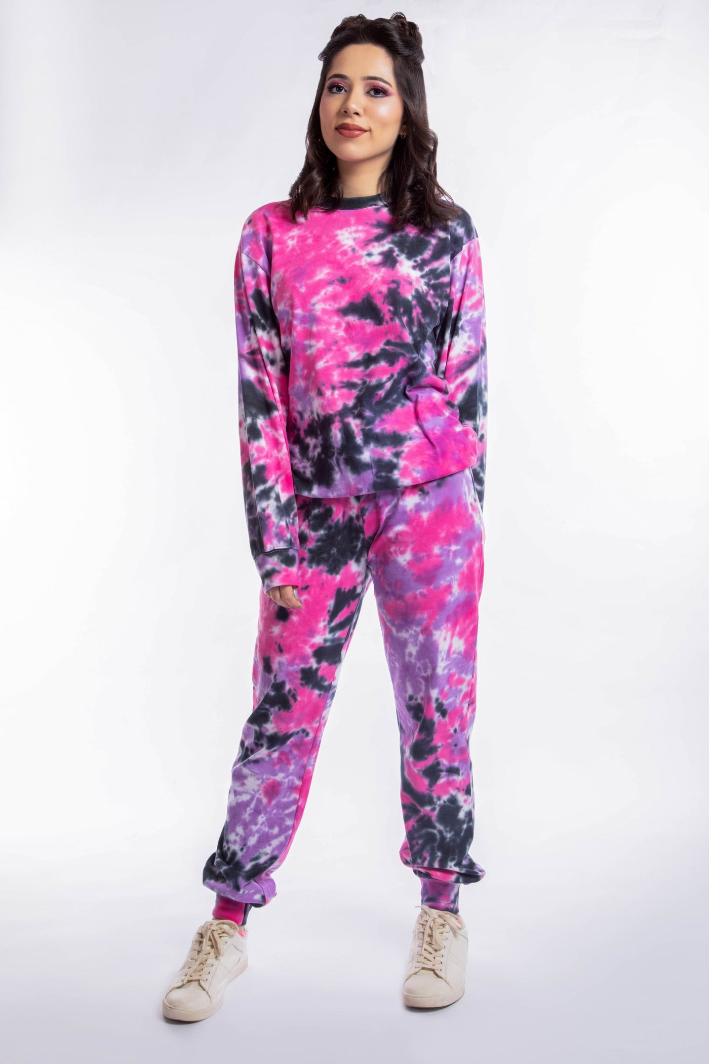 Pink and Black Tie Dye (Full sleeves tee + lower )