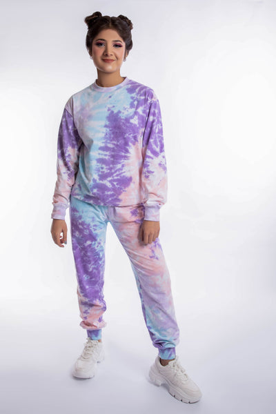 Purple and Blue Tie dye (Full sleeves Tee +Lowers)