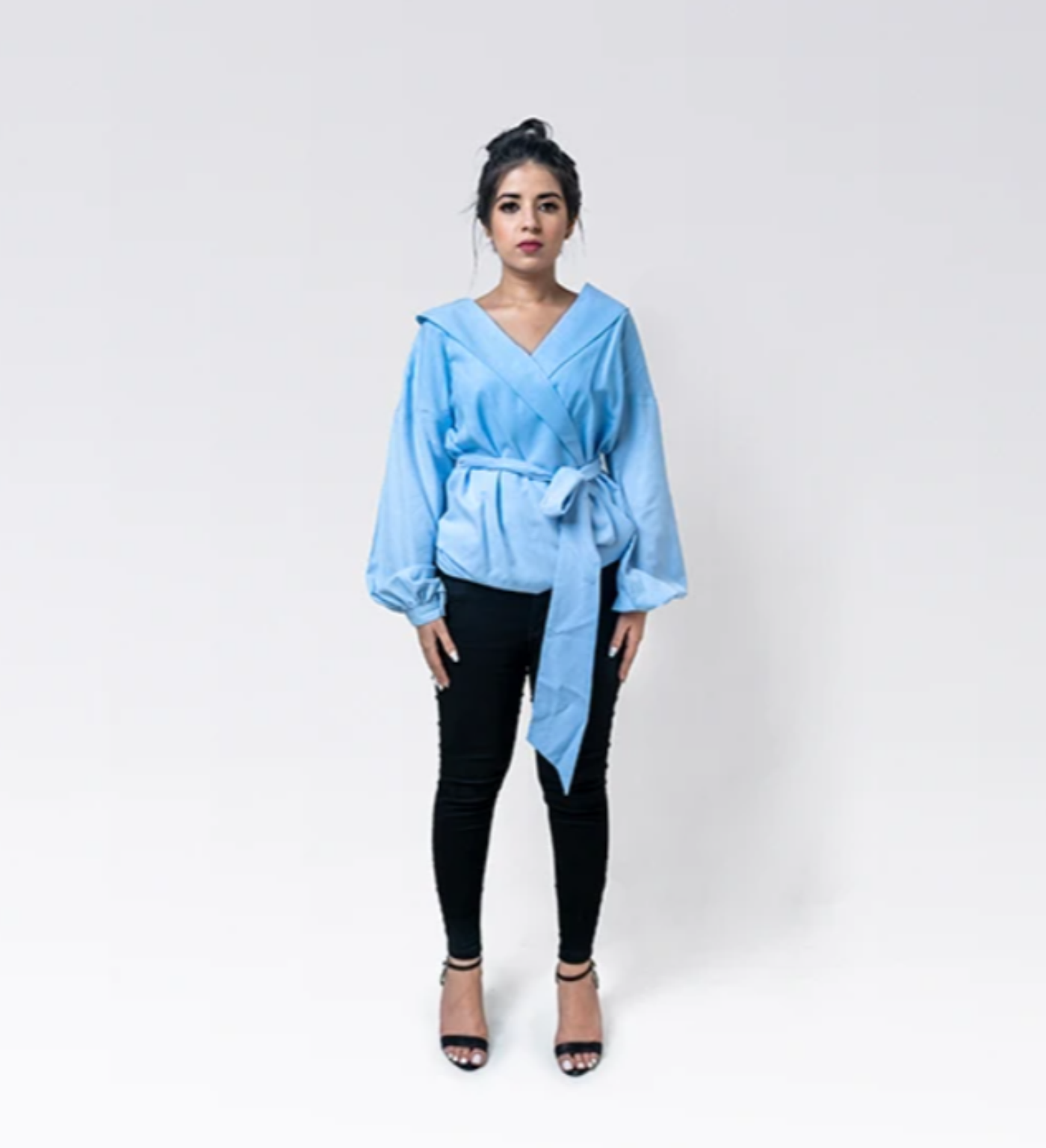 Sky Blue Portrait Collor Top