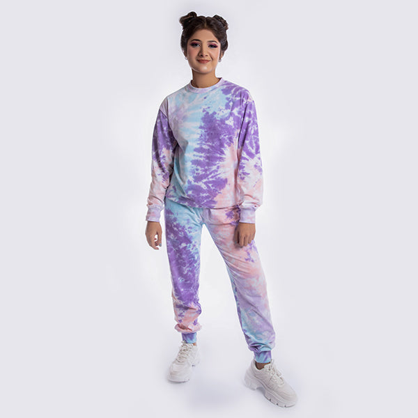 Purple and Blue Tie dye (Full sleeves Tee +Lowers)