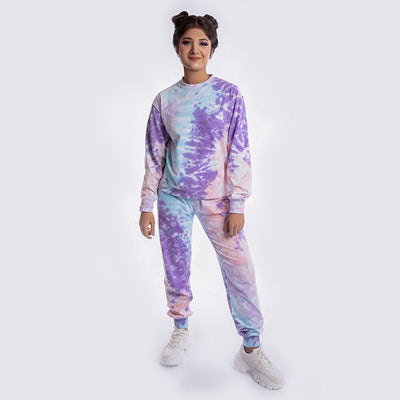 Purple and Blue Tie dye (Full sleeves Tee +Lowers)