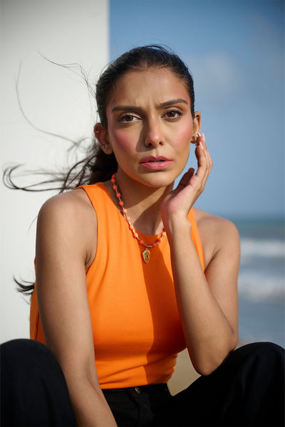 ORANGE BODYSUIT SLEEVELESS