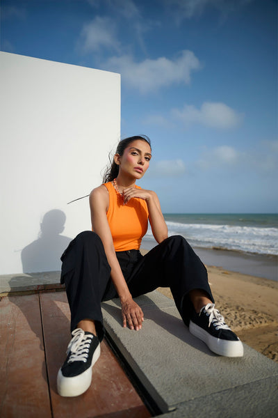 ORANGE BODYSUIT SLEEVELESS