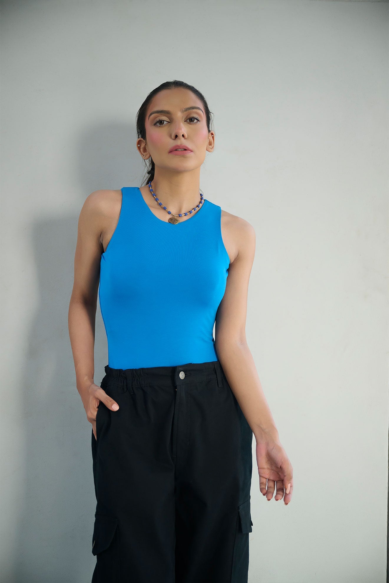 BLUE BODYSUIT SLEEVELESS