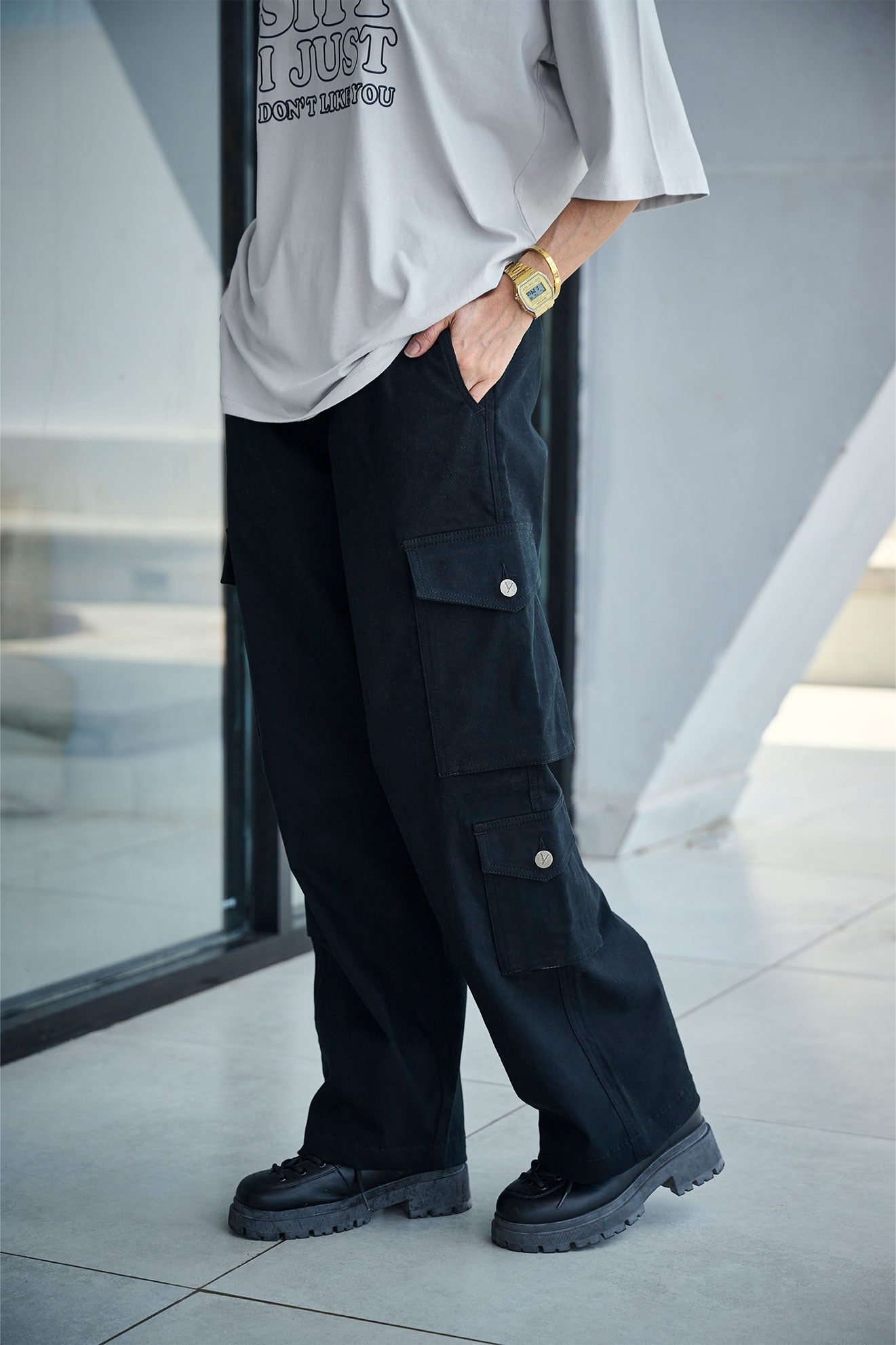 CARGO BLACK POCKET PANTS (UNISEX)