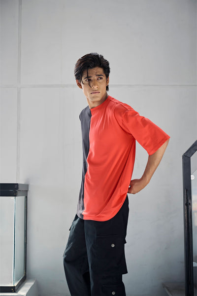 TWO TONE RED & BLACK TEE SHIRT (MEN)