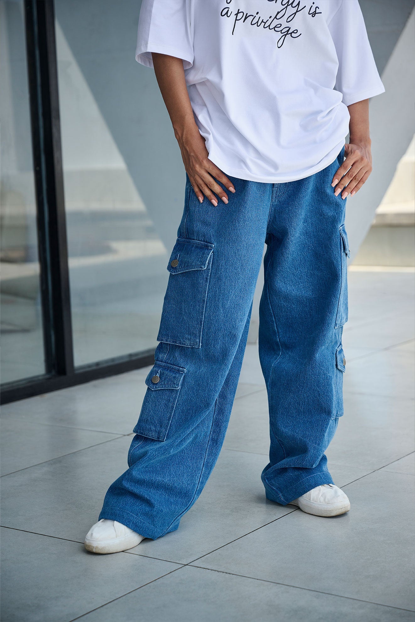 CARGO BLUE POCKET PANTS (UNISEX)