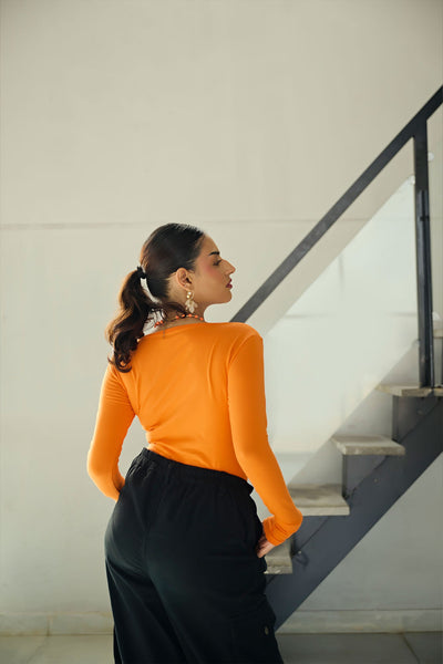 ORANGE BODYSUIT FULL SLEEVES